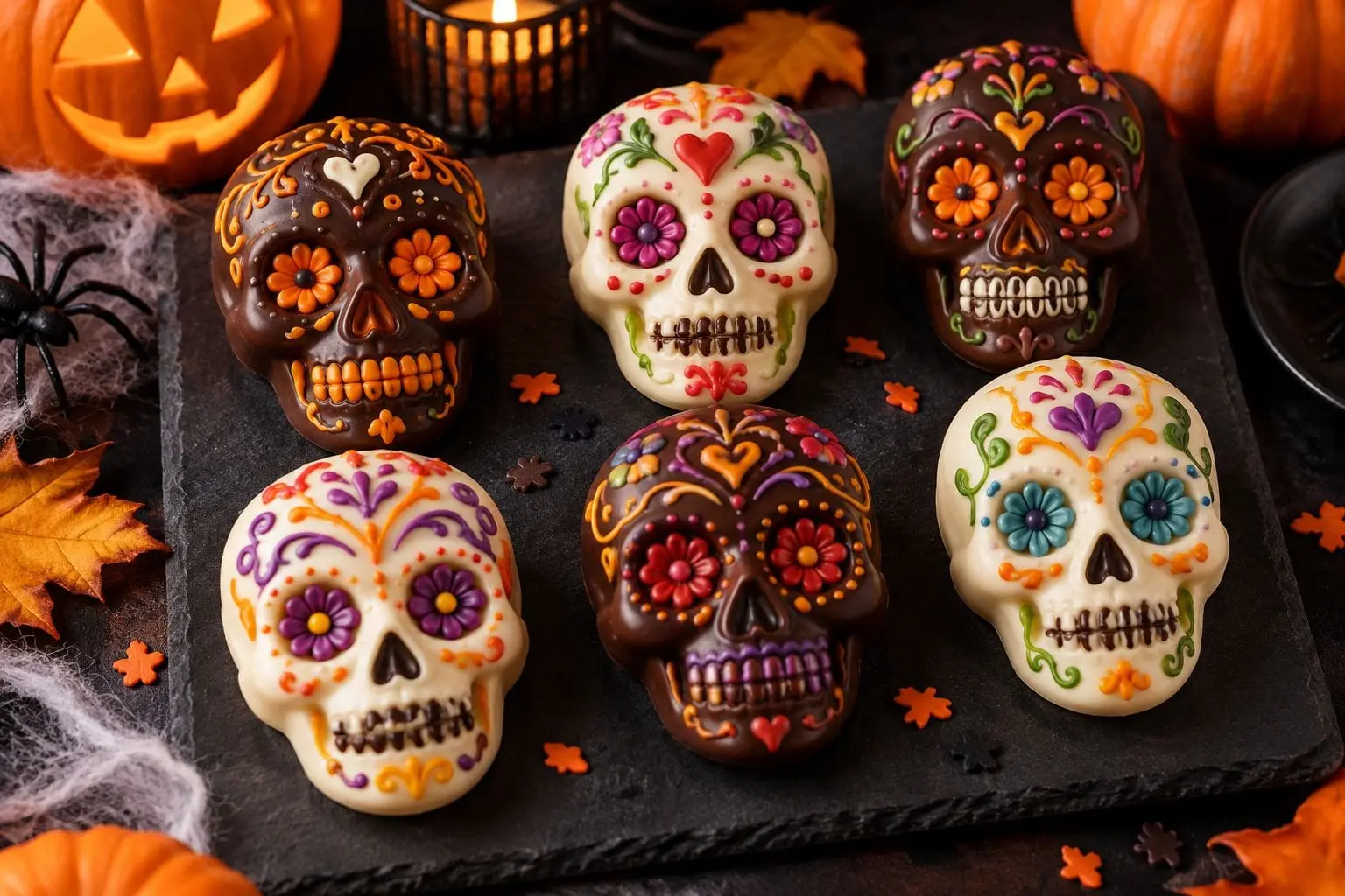 Têtes de mort calavera en chocolat — Halloween & Día de los Muertos