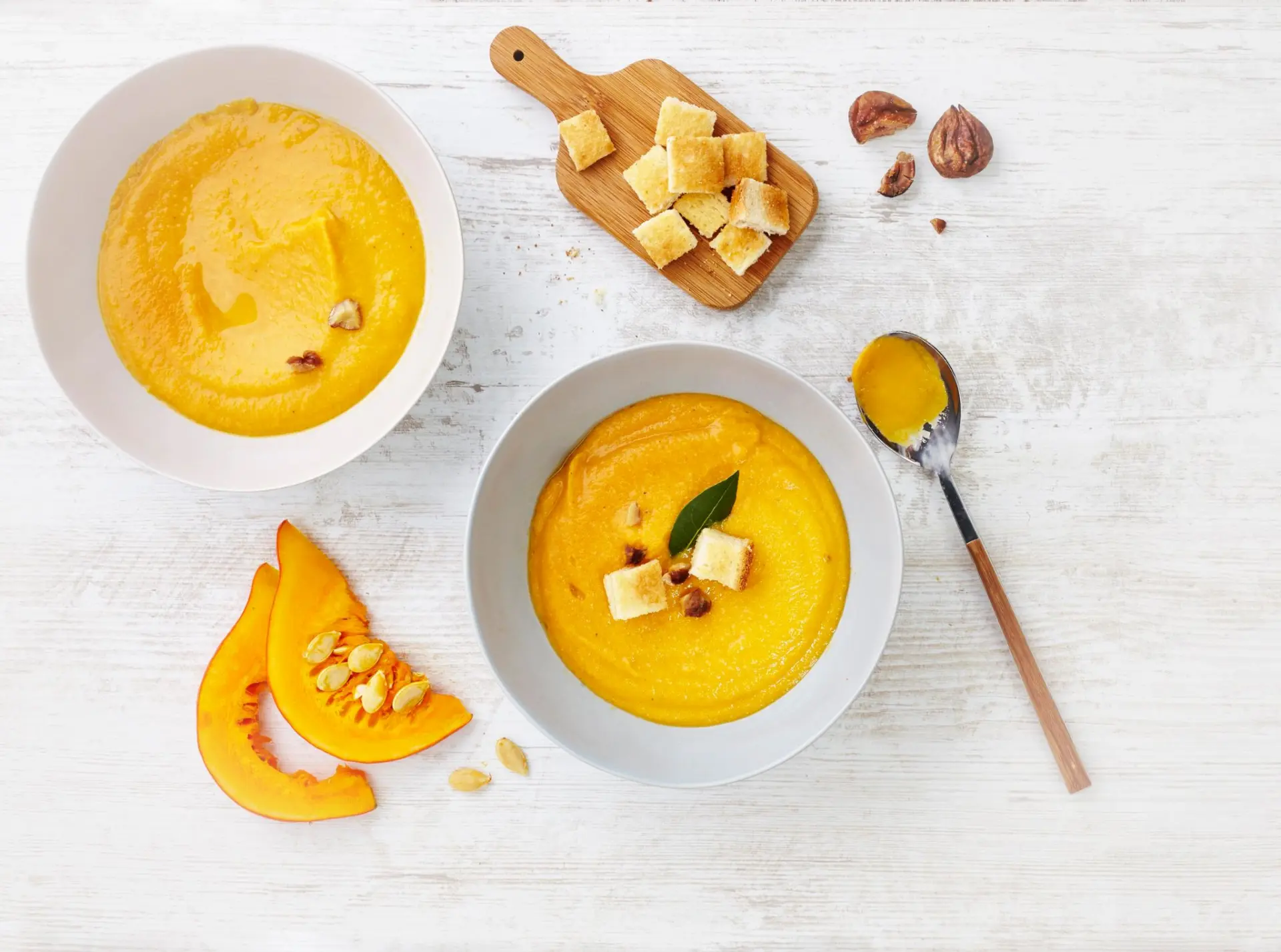 Velouté de potimarron et châtaignes
