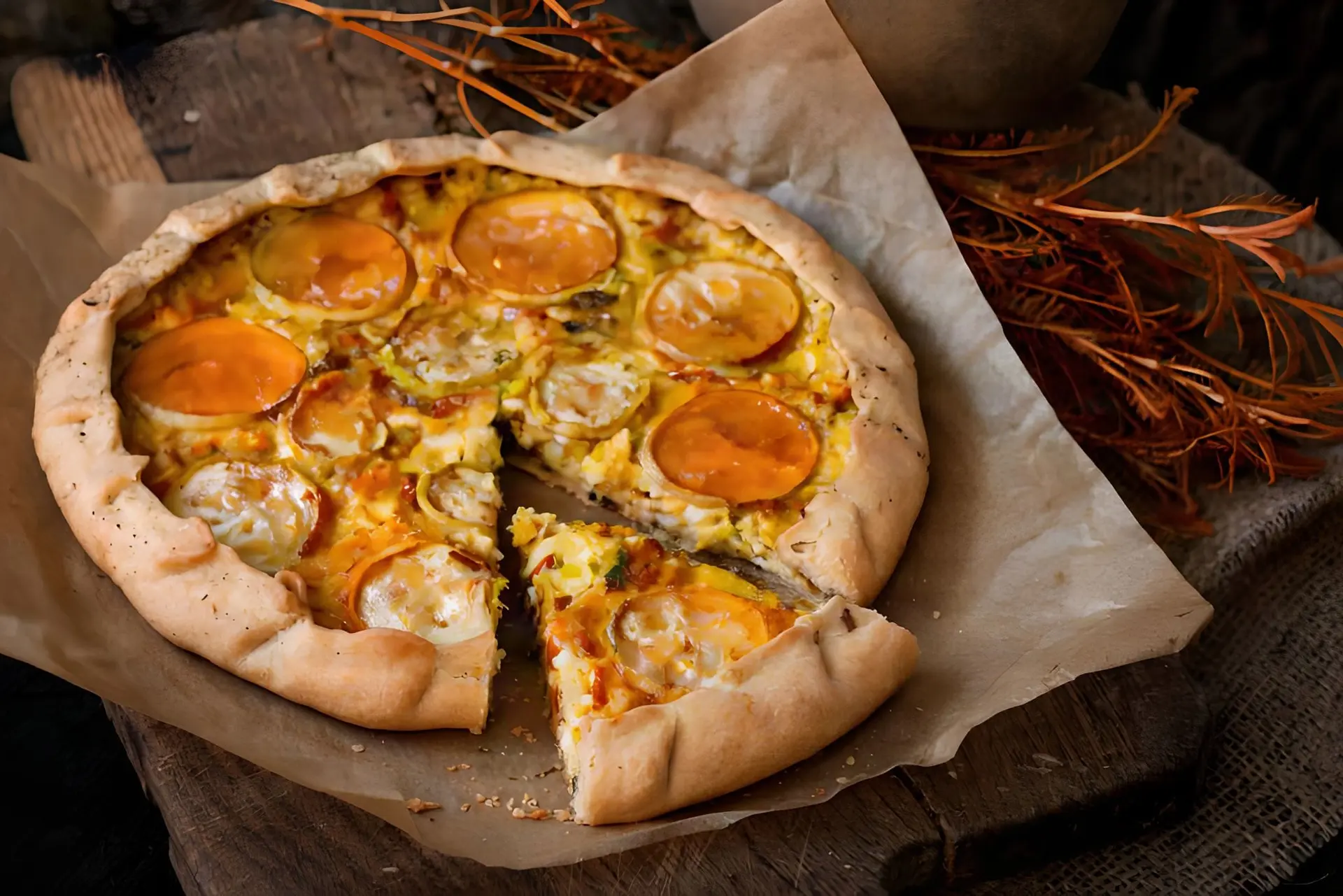 Tarte fine aux potirons et fromage de chèvre