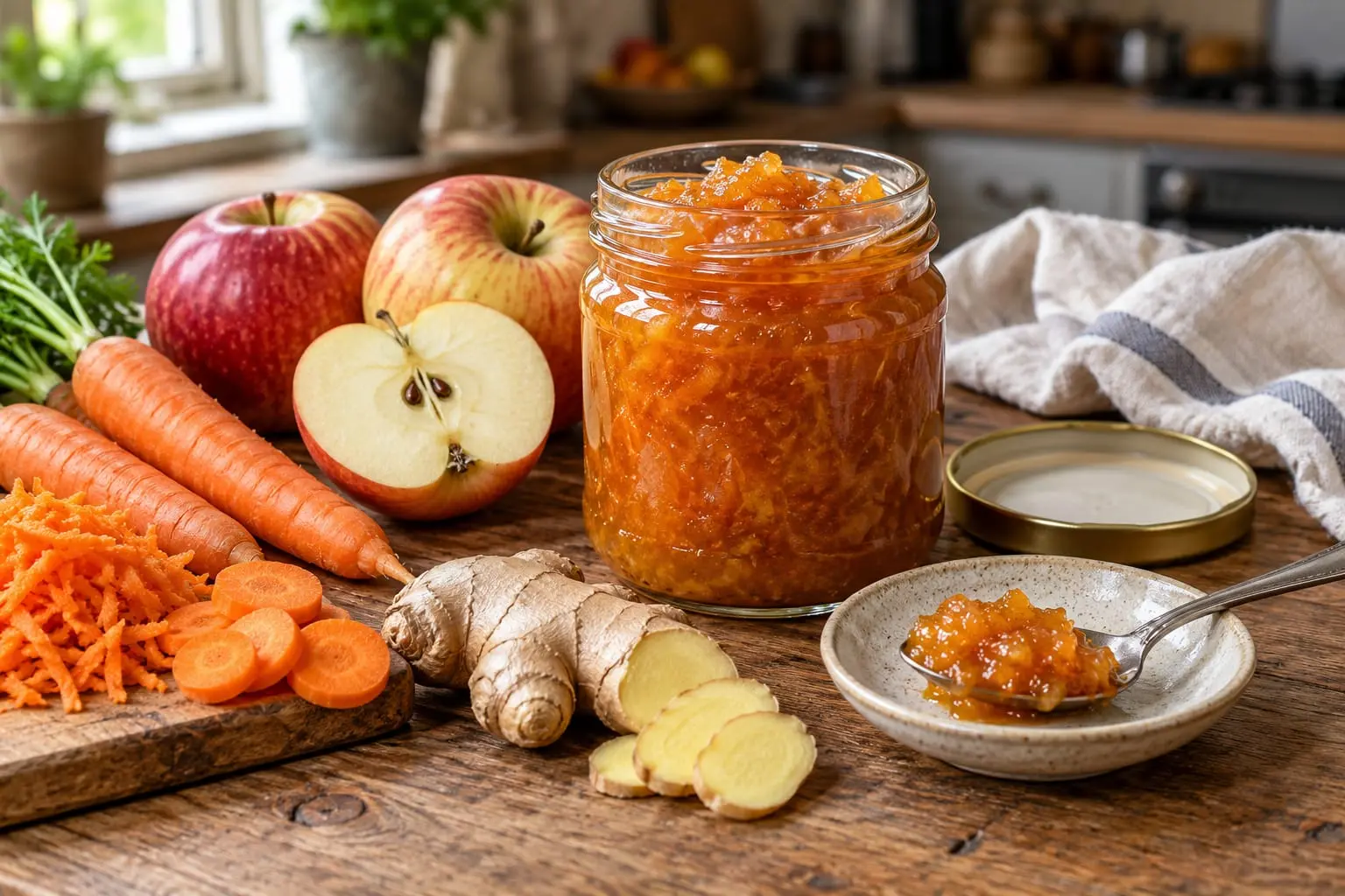 Confiture pomme, carotte et gingembre