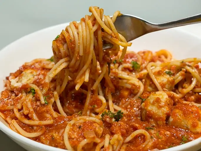 Spaghetti à la crème de potimarron rôti