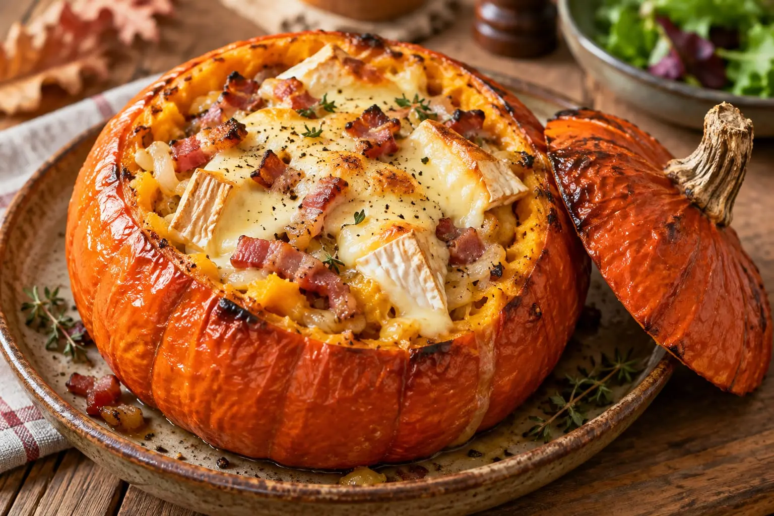 Tartiflette au potimarron farci au reblochon